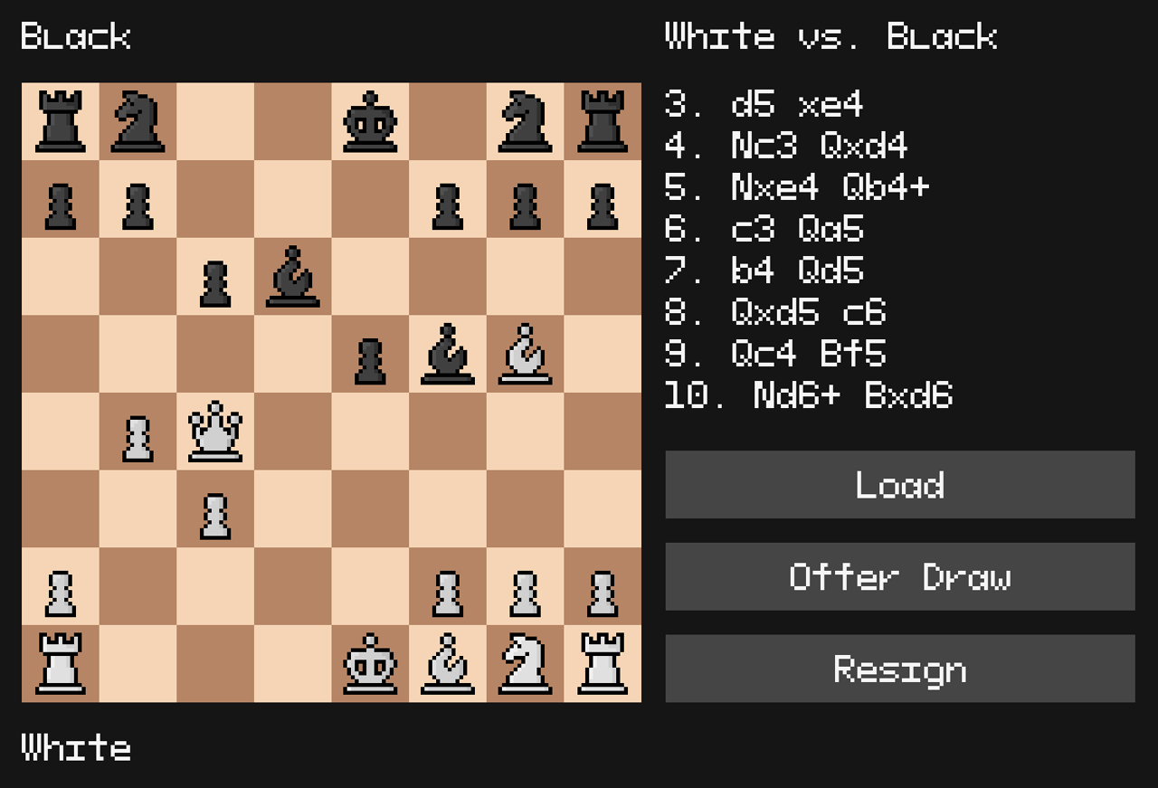 Screenshot of our chess game's GUI. The game is in-progress.